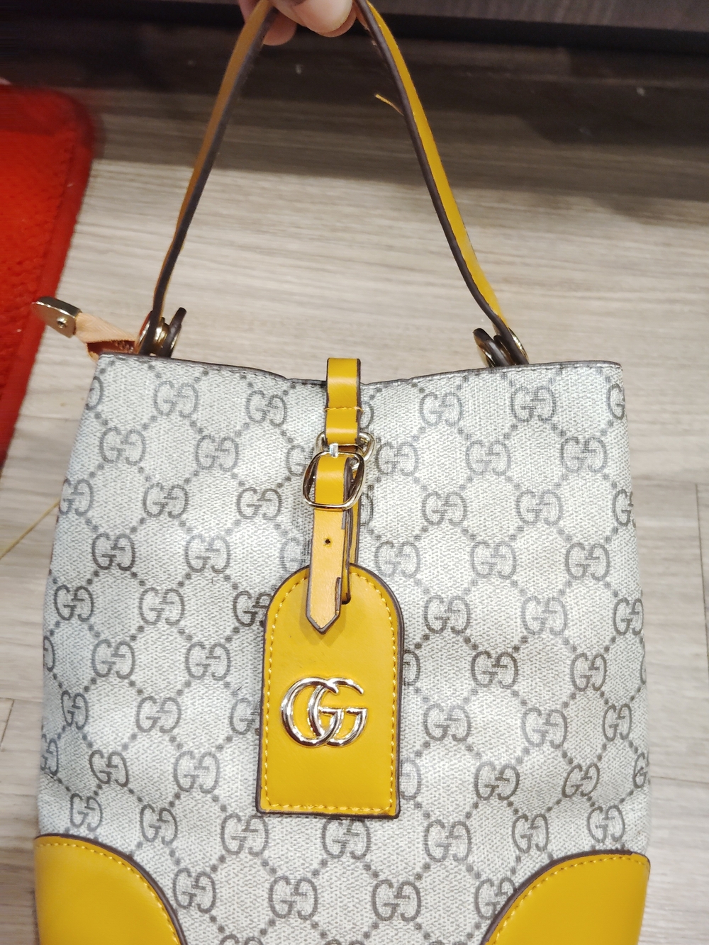 Gucci GG Monogram Small Top-Handle Bag in Yellow and Beige